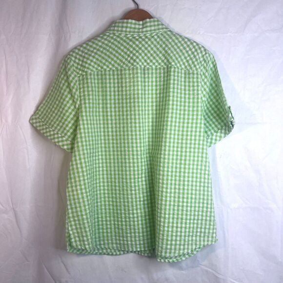 Appleseeds NWOT Gingham Plaid Cotton Shirt Comfy Country Basic Size Large - Picture 2 of 10